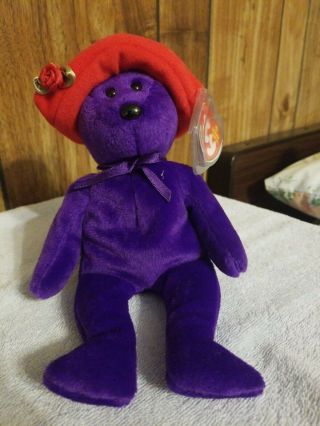 Ty Ruby The Bear (red Hat Society) Beanie Baby - With Tags -