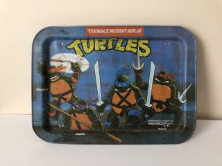 Vintage 1988 Teenage Mutant Ninja Turtles Metal Folding Tv Tray 12.  5x17.  5 80s