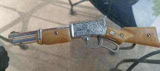 Vintage 8 3/4 " Nichols Spitfire Saddle Gun Miniature Die - Cast Cap Rifle