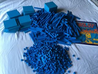 Math Materials Blue Plastic Base Ten Blocks,  Class Set For 24,  Students