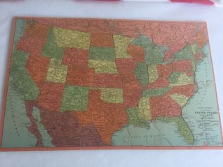 Old Rand Mcnally Joseph K.  Straus Map Of United States Wood Jigsaw Puzzle