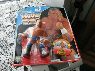 Wwf Hasbro Wrestlng Sid Justice Figure On Blue Card 1992 With Starting Case