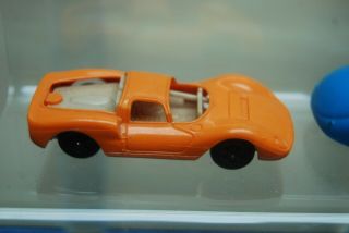2 pc Vintage 1960 ' s Aurora HO Slot Cars Blue Willys Gasser Orange Dino Ferrari 3