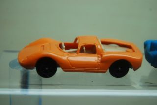 2 pc Vintage 1960 ' s Aurora HO Slot Cars Blue Willys Gasser Orange Dino Ferrari 6