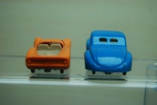 2 pc Vintage 1960 ' s Aurora HO Slot Cars Blue Willys Gasser Orange Dino Ferrari 7