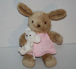 Russ Soft Toy Easter Bunny Rabbit 8 " Mouse Brown Plush Pink Dress Stuffed 37171