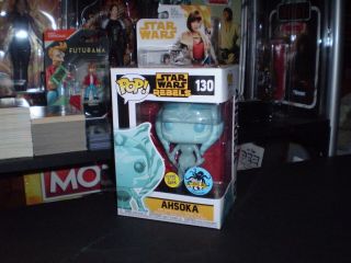 Funko Pop Star Wars Ahsoka 130 L.  A.  Comic Con Exclusive [glows In The Dark]