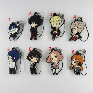 Japan Anime Persona 5 P5 Gsc Anime Figure Rubber Strap Charm Keychain Key Ring