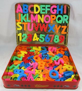 Box Full Of Alphabet Fridge Magnets Letters & Numbers Magnetic Educational Toy