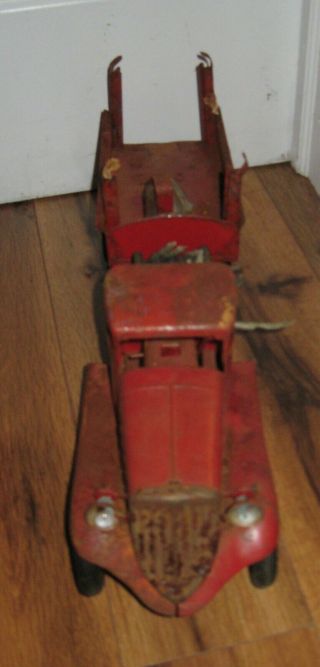 1920 ' s 1930 ' s Turner Toys Pressed Steel Fire Truck Rare Antique Vtg Bell Hose 4
