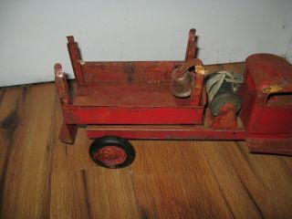 1920 ' s 1930 ' s Turner Toys Pressed Steel Fire Truck Rare Antique Vtg Bell Hose 7