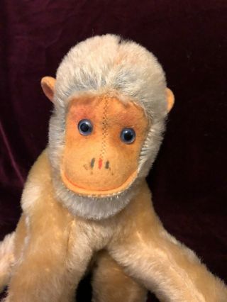 Vintage Steiff Mohair Jointed White Coco Monkey 1960s,  8 "