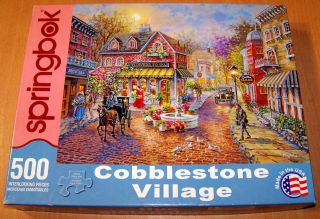Springbok " Cobblestone Village " 500 Pc Jigsaw Puzzle - Complete - Vgc