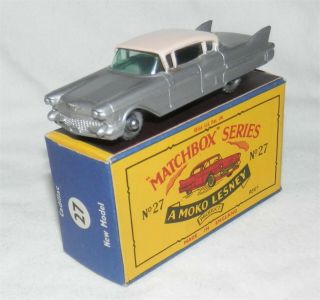 1960s.  Matchbox Lesney 27 Cadillac Sixty Special.  Spw.  Maroon Base.