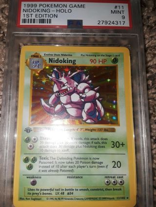 Pokemon Card 1st Edition Shadowless Nidoking Base Set 11/102,  Psa 9