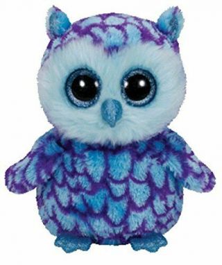 Ty Beanie Boos Oscar The Blue/purple Owl Plush