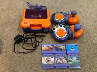 Vtech V Smile Tv Learning System Console,  2 Controllers,  6 Games W/power Supply