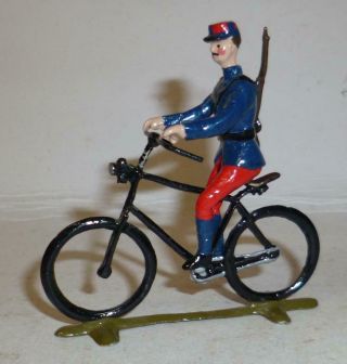 Unidentified White Metal Model Of A French Military Cyclist - N/mint