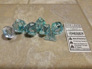 Chessex Dice Chx Le638 Aquamarine/white 7 Nebula Polyhedral Die Set