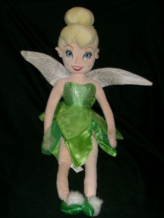 Disney Store Fairies Tinker Bell Fairy Doll Peter Pan Stuffed Animal Plush Toy