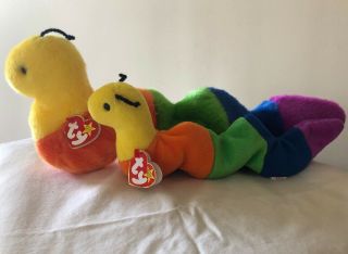 Ty Beanie Baby " Inch " The Worm 1995 Pvc Pellets Rare,  With Beanie Buddy Inch