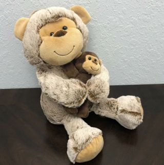 Animal Adventure Plush Brown Tan Monkey Mom & Baby Plush 2018 Stuffed Toy