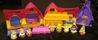 Fisher Price Little People Disney SNOW WHITE 7 Dwarfs MUSICAL Cottage COMPLETE, 8