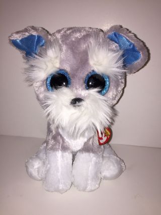 Ty Whiskers Schnauzer 9 " Beanie Boos -,  Tag In Hand Now - Immediate Ship