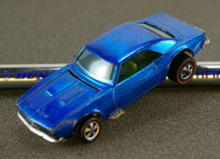 ☆hot Wheels Redline Hk Blue Custom Camaro W/green Int & Nbr 100 Htf ☆