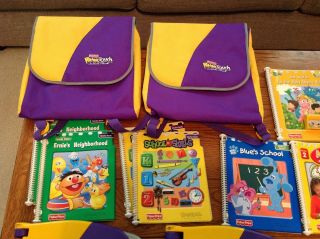2 Fisher Price Power Touch Learning Systems 10 Books w Cartridges Backpacks EUC 4