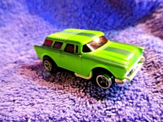 Aurora AFX Lime Green with Green Stripes 57 Chevy Nomad Wagon Slot Car HO Scale 2
