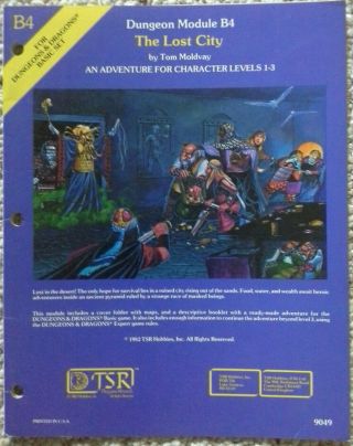 B4 - The Lost City (1st Printing) - Dungeons & Dragons - D&d Tsr (near) 3