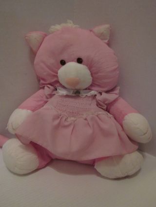 Fisher Price Puffalump Pink Cat Dress Plush Stuffed Animal 1986 Vintage 16 "