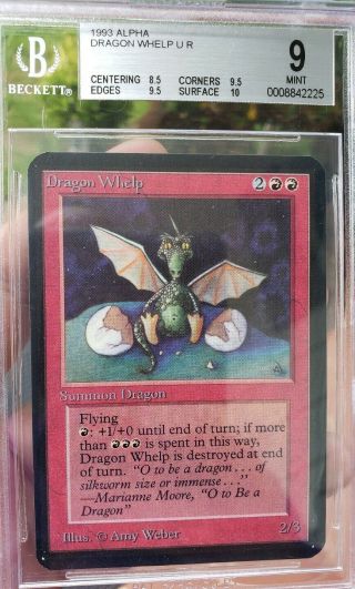 Vintage Magic | BGS 9 MTG Alpha Dragon Whelp,  w/2x 9.  5,  10, 2