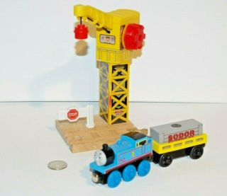 Thomas Friends Wooden Railway Train Tank Engine Yellow Sodor Crane & Cargo Car