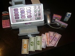 Toys R Us Just Like Home Talking Pink Toy Cash Register Calculator Scanner
