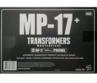Transformers Masterpiece Mp - 17,  Prowl Anime Animated Version Usa Seller Nib