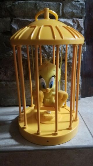 1998 Tweety Bird Plush In Bird Cage,  Motion Sensor,  Talks - Play By Play