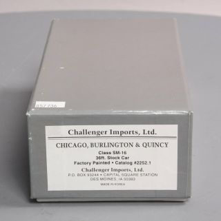 Challenger Imports 2252.  1 HO BRASS CB&Q Class SM - 16 36 ' Stock Car 59287 LN/Box 12