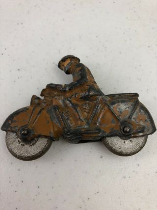 Vintage Barclay Manoil Metal Motorcycle Soldier Military Toy 2