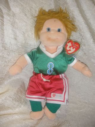 Collectible 1997 Ty Beanie Kids 10 " Chipper With Soccer Outfit Plush Toy,