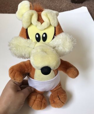 Looney Tunes Loveables 16” Baby Wile E Coyote With White Diaper Plush 4