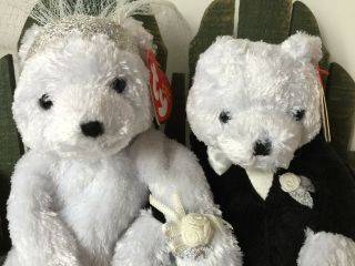 Ty Beanie Babies " Bride " And " Groom " : 2002,  Retired: Mwmt: Say " I Do ".  Lovely