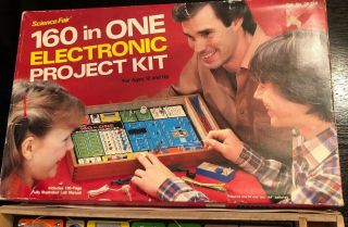 160 In One Electronic Project Kit 1982 Science Fair Wood Cabinet Radio Shack