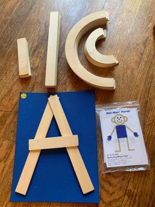 Handwriting Without Tears Wooden Shapes Mat And Mat Man Hands Pre - K Learning