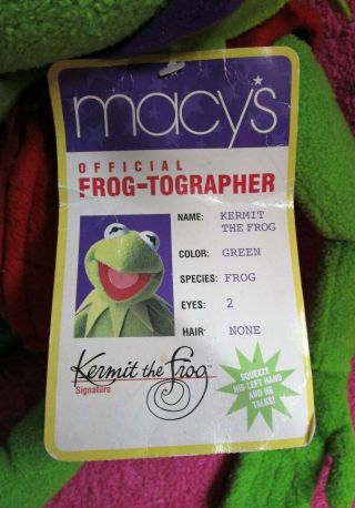 Macy ' s Kermit the Frog Frog - tographer Photographer Hat & Vest Plush with Tags 3