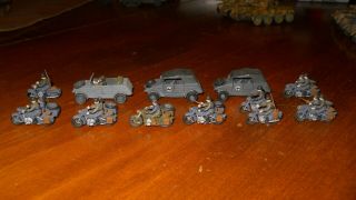 Roco Minitanks - Wwii German Hq Convoy / Motorcycle Excorts,  Painted & Decaled