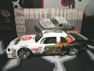 1987 Davey Allison 1/24 Havoline 28 Rookie Car With Autographed Maxx Race Card.