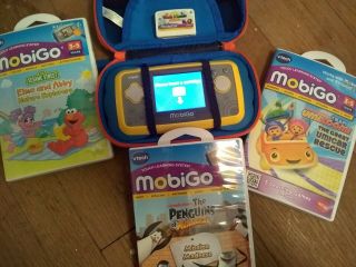 Vtech Mobigo Touch Learning Systems W/case,  4 Educational Games,  Charger,