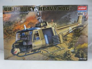 Academy Uh - 1c Huey Heavy Hog Helicopter Us Army 1/35 Scale Model Kit Started